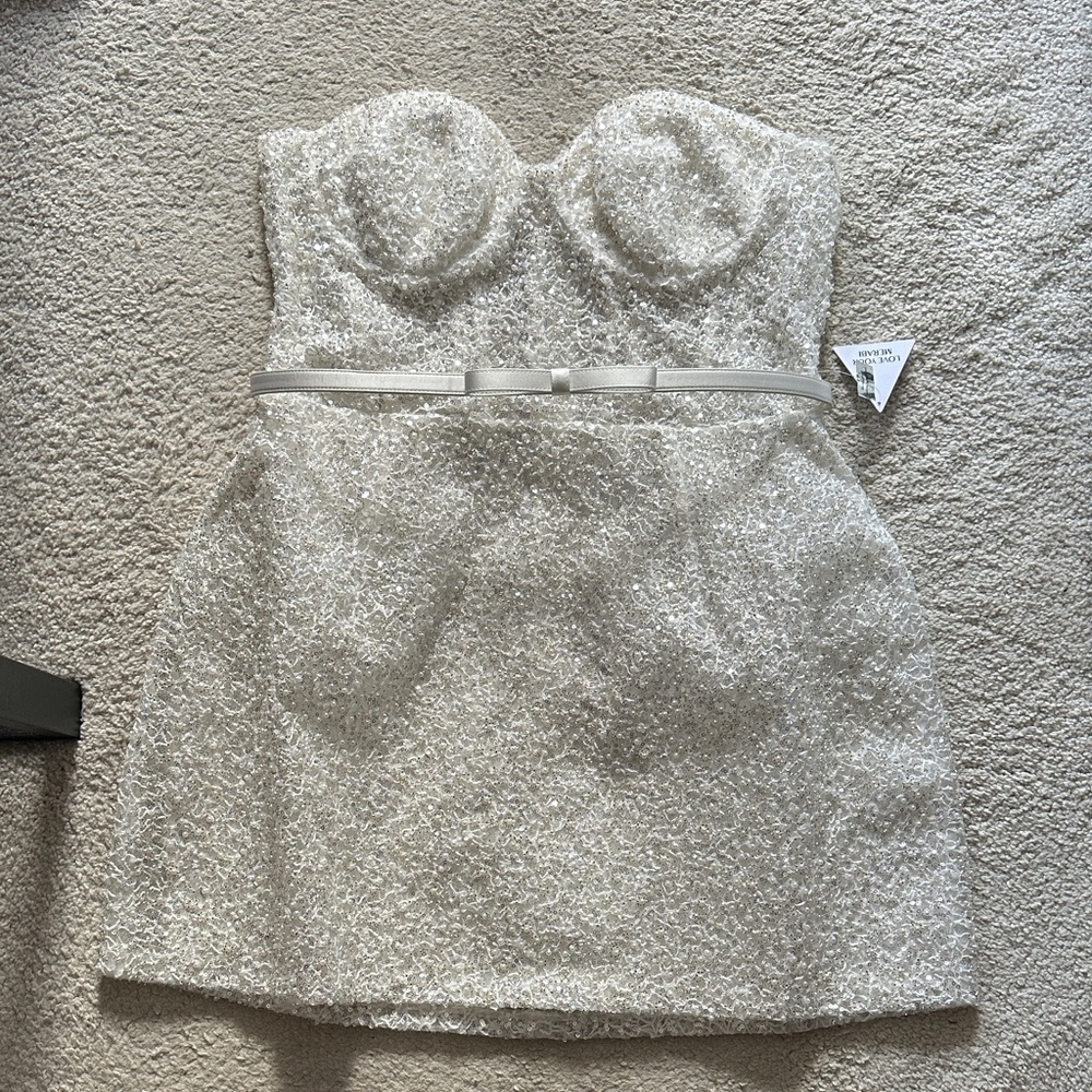 NADINE MERABI White Bridal Mini Dress